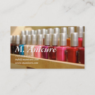 row of multi coloured nailpolishes business card