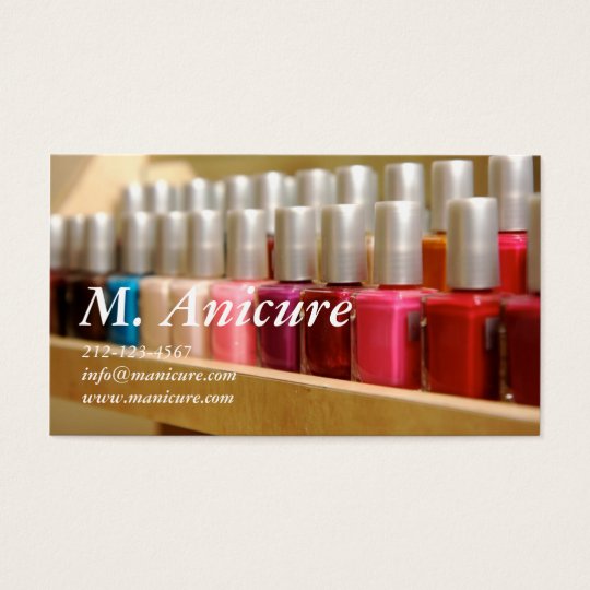 row of multi coloured nailpolishes business card
