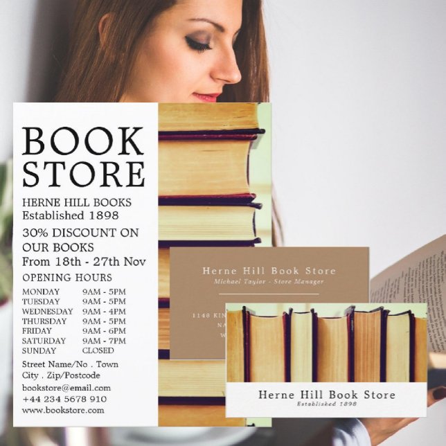 Row of Old Books, Book Store Business Card (Creator Uploaded)