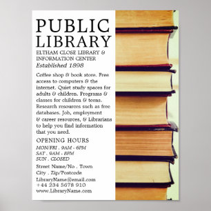 Row of Old Books, Library Advertising Poster