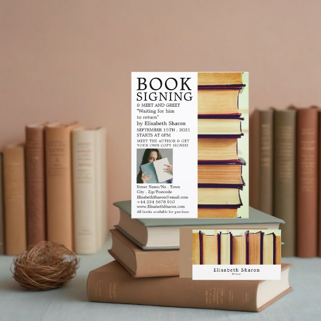 Row of Old Books, Writers Book Signing Advertising Flyer (Creator Uploaded)