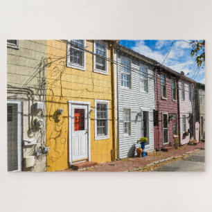 Row of Old Colourful Wooden Houses Jigsaw Puzzle