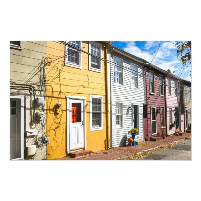 Row of Old Colourful Wooden Houses Photo Print (Front)