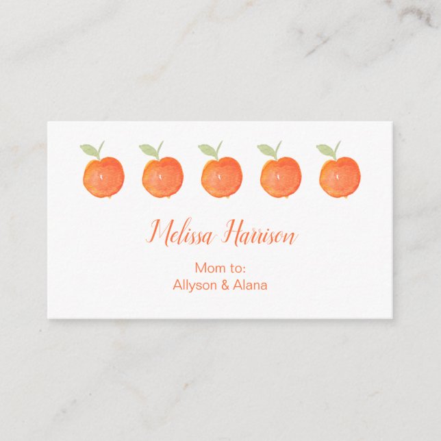 Row of Peaches Greenery Mummy Calling Card (Front)