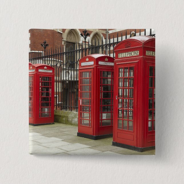 Row of phone boxes at the back of the Royal 15 Cm Square Badge (Front)