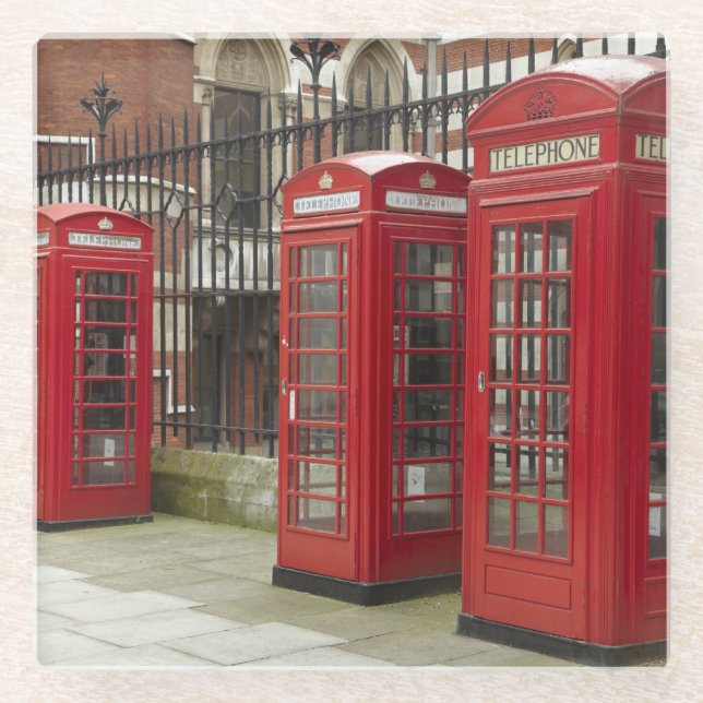 Row of phone boxes at the back of the Royal Glass Coaster (Front)