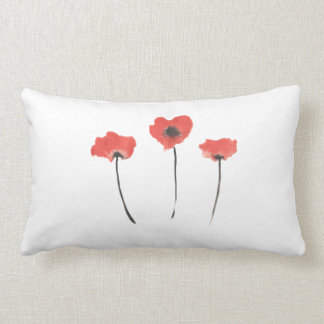 Row of poppies original watercolor painting design lumbar cushion
