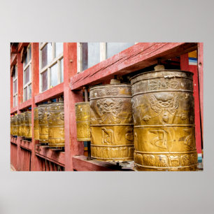 Row Of Prayer Wheels Poster