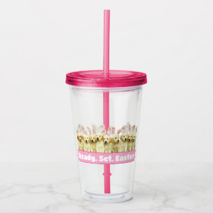 Row of Puppy Bunnies Acrylic Tumbler