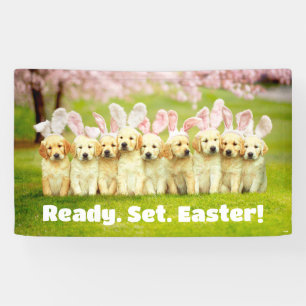 Row of Puppy Bunnies Banner