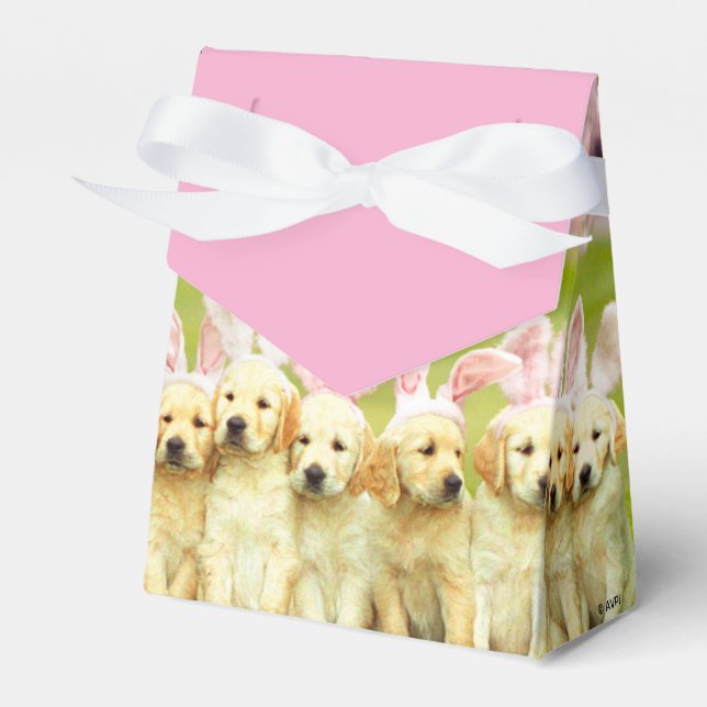 Row of Puppy Bunnies Favour Box (Front Side)