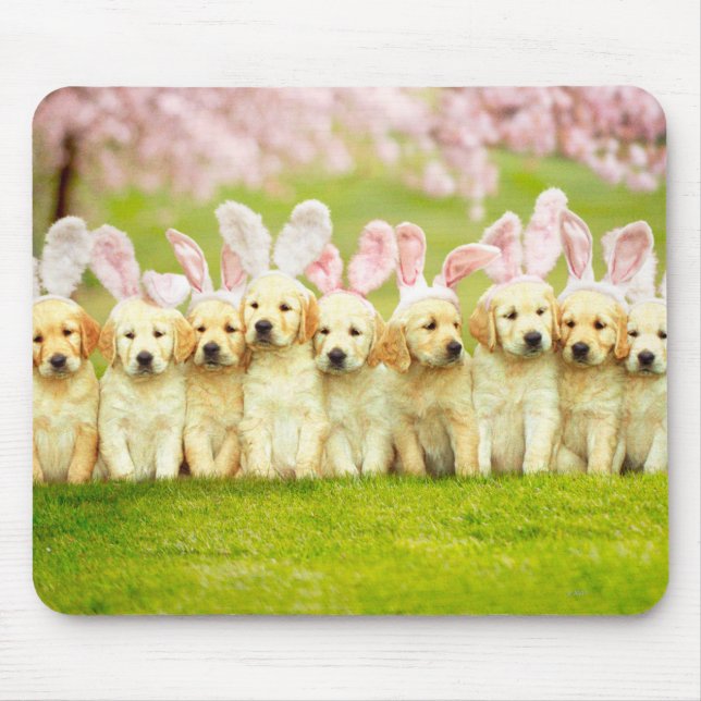 Row of Puppy Bunnies Mouse Mat (Front)