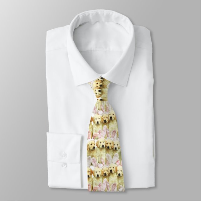 Row of Puppy Bunnies Tie (Tied)