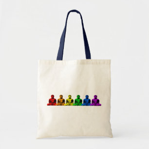 Row of Rainbow Buddhas Tote Bag