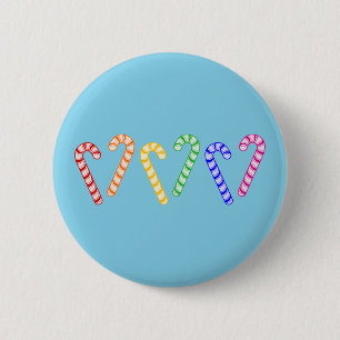 Row of Rainbow Candy Canes 6 Cm Round Badge