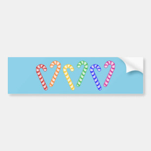 Row of Rainbow Candy Canes Bumper Sticker