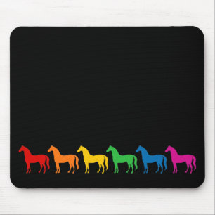 Row of Rainbow Colour Horses Mouse Mat