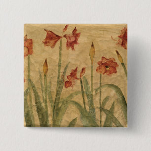 Row of Red Amaryllis 15 Cm Square Badge