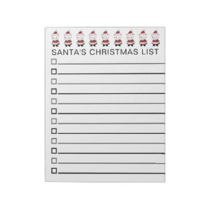 Row of Santas Christmas List Personalise Notepad