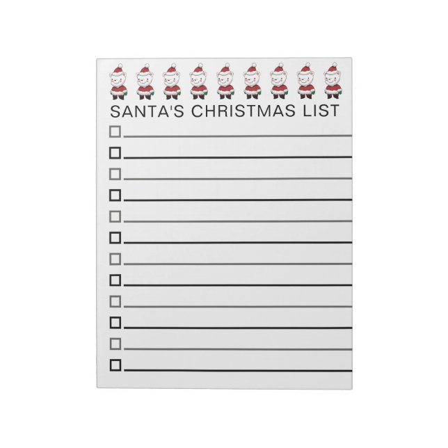 Row of Santas Christmas List Personalise Notepad (Rotated)