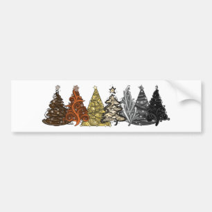 Row of Seven Gay Bear Pride Flag Christmas Trees Bumper Sticker