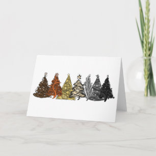 Row of Seven Gay Bear Pride Flag Christmas Trees Holiday Card