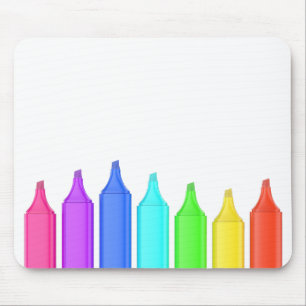 Row of seven markers in different colours mouse mat
