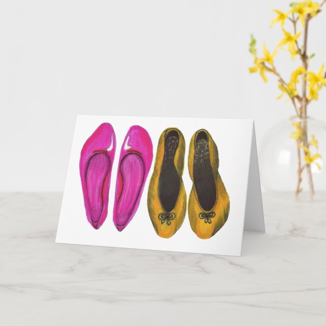 Row of Shoes Greeting Card (Yellow Flower)