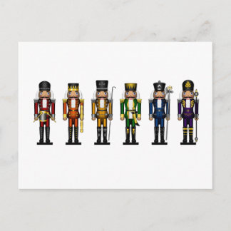 Row of Six LGBTQ Pride Rainbow Winter Nutcrackers Postcard