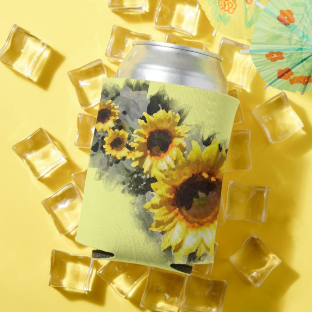 Row of Sunflowers Garden Wedding Favour Can Cooler (In Situ Summer)