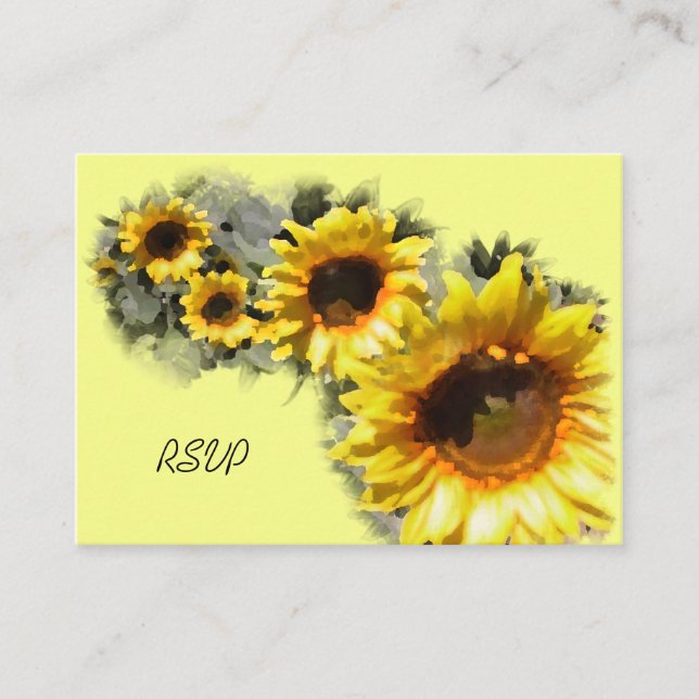 Row of Sunflowers Wedding RSVP Response Card (Front)