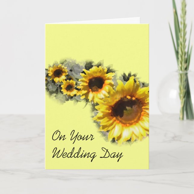 Row of Sunflowers Your Wedding Day Card (Front)