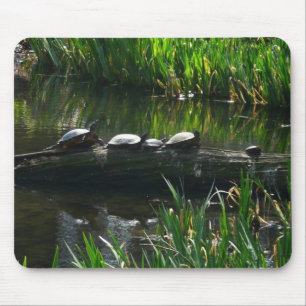 Row of Turtles Green Nature Photo Mouse Mat