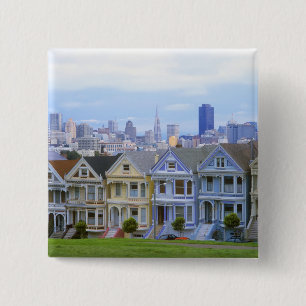 Row of Victorian Homes 15 Cm Square Badge