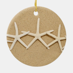 Row of White Starfish Ceramic Tree Decoration