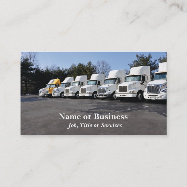 row or fleet of large trucks business card (Front)