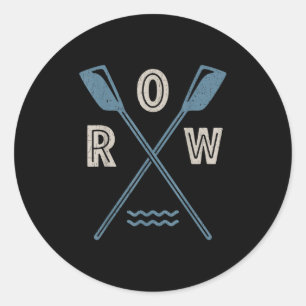 Row Rowing Crew Coxswain Rower Retro Boat Paddle S Classic Round Sticker