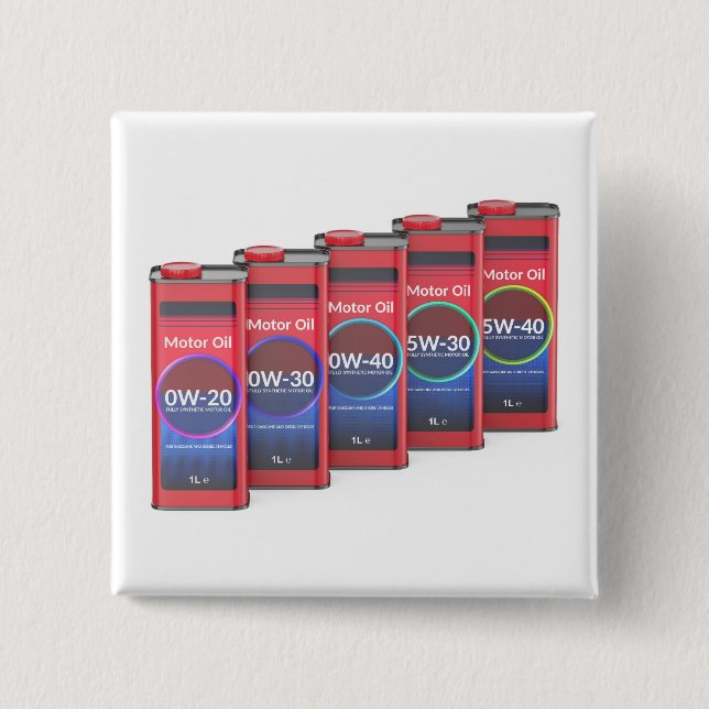 Row with different car motor oils 15 cm square badge (Front)