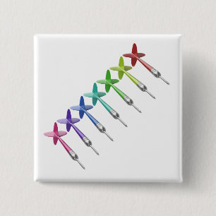 Row with different coloured darts 15 cm square badge