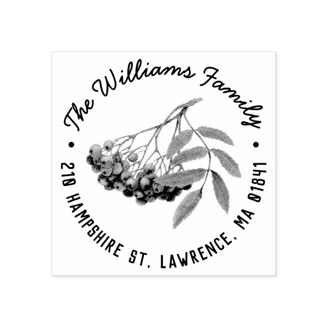 Rowan Berry Branch Return Address Stamp (Imprint)