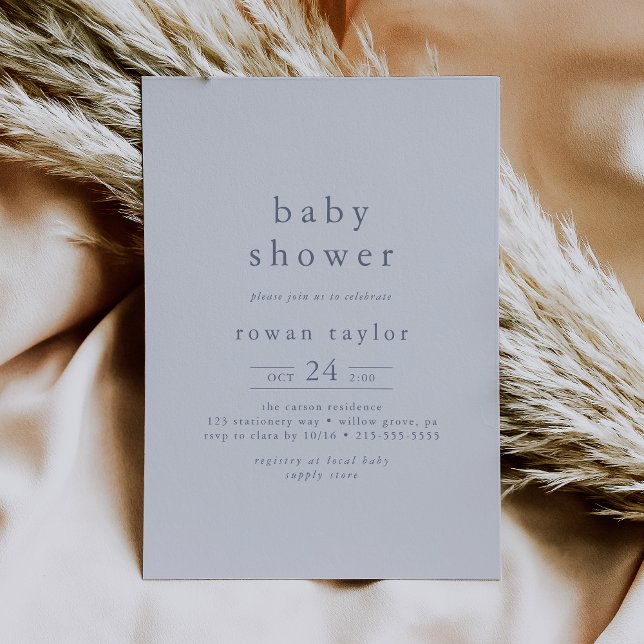 ROWAN Boho Modern Boy Blue Simple Baby Shower Invitation (ROWAN Boho Modern Boy Blue Simple Baby Shower Invitation)