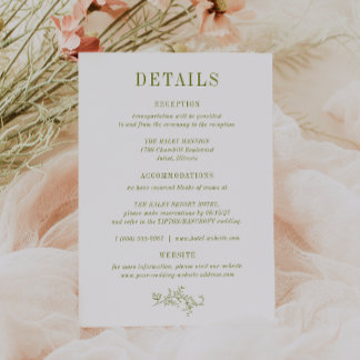 ROWAN Botanical Wedding Details Card