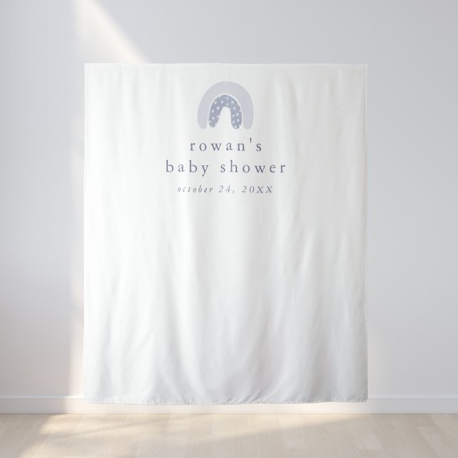 ROWAN Boy Blue Boho Rainbow Baby Shower Backdrop Tapestry (ROWAN Boy Blue Boho Rainbow Baby Shower Backdrop)