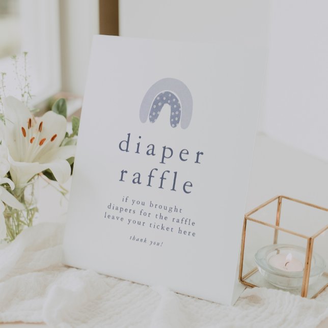 ROWAN Boy Boho Rainbow Baby Shower Diaper Raffle Pedestal Sign (ROWAN Boy Boho Rainbow Baby Shower Diaper Raffle Pedestal Sign)