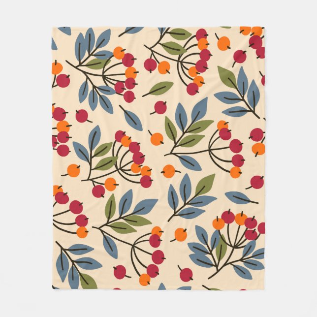 Rowan Branches: Textile Vintage Charm Fleece Blanket (Front)