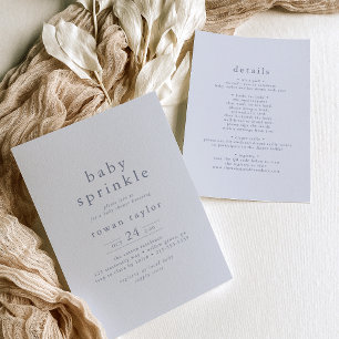 ROWAN Classic Boy Blue Boho Simple Baby Sprinkle Invitation