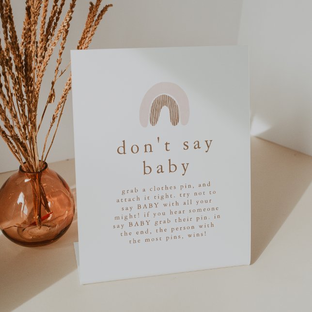 ROWAN Girl Rainbow Don't Say Baby Game Baby Shower Pedestal Sign (ROWAN Girl Rainbow Don't Say Baby Game Baby Shower Pedestal Sign)