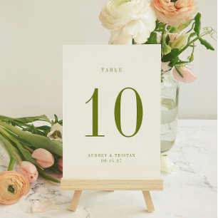ROWAN Green Wedding Table Number Card