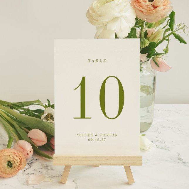 ROWAN Green Wedding Table Number Card (Creator Uploaded)
