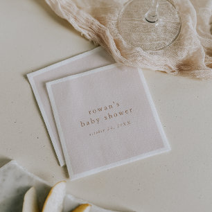 ROWAN Pink and Gold Rustic Simple Baby Shower Napkin